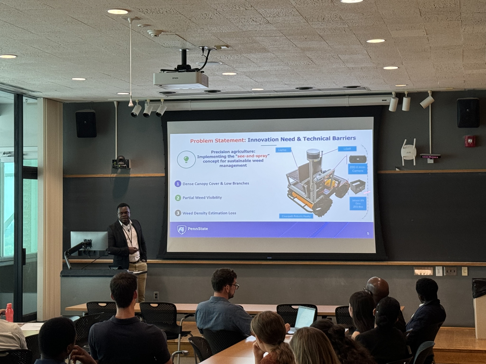 Lawrence Arthur presenting machine vision research at NABEC 2025
